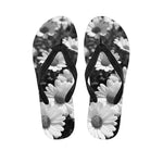 Monochrome Daisy Flower Print Flip Flops
