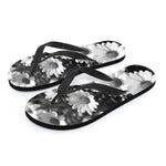 Monochrome Daisy Flower Print Flip Flops
