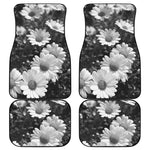 Monochrome Daisy Flower Print Front and Back Car Floor Mats