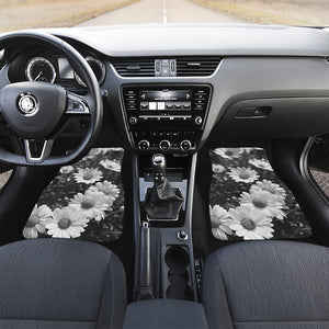 Monochrome Daisy Flower Print Front and Back Car Floor Mats