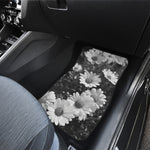 Monochrome Daisy Flower Print Front and Back Car Floor Mats