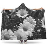 Monochrome Daisy Flower Print Hooded Blanket