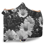 Monochrome Daisy Flower Print Hooded Blanket