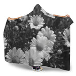 Monochrome Daisy Flower Print Hooded Blanket