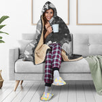 Monochrome Daisy Flower Print Hooded Blanket