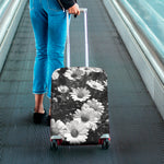 Monochrome Daisy Flower Print Luggage Cover