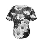 Monochrome Daisy Flower Print Men's Baseball Jersey