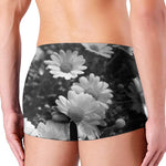 Monochrome Daisy Flower Print Men's Boxer Briefs