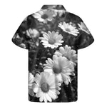 Monochrome Daisy Flower Print Men's Short Sleeve Shirt