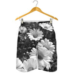 Monochrome Daisy Flower Print Men's Shorts