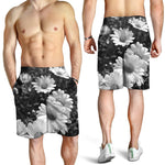Monochrome Daisy Flower Print Men's Shorts