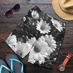 Monochrome Daisy Flower Print Men's Shorts