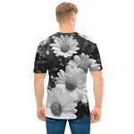 Monochrome Daisy Flower Print Men's T-Shirt