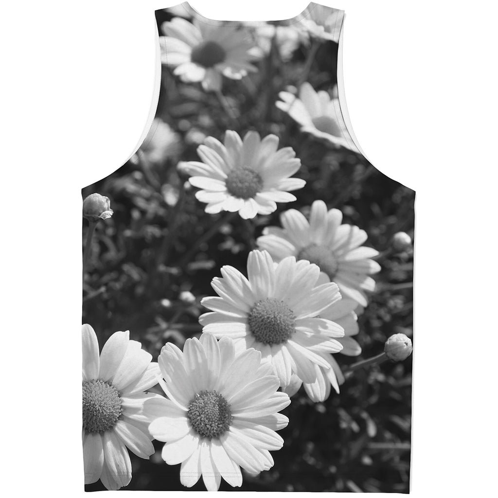 Monochrome Daisy Flower Print Men's Tank Top