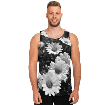 Monochrome Daisy Flower Print Men's Tank Top