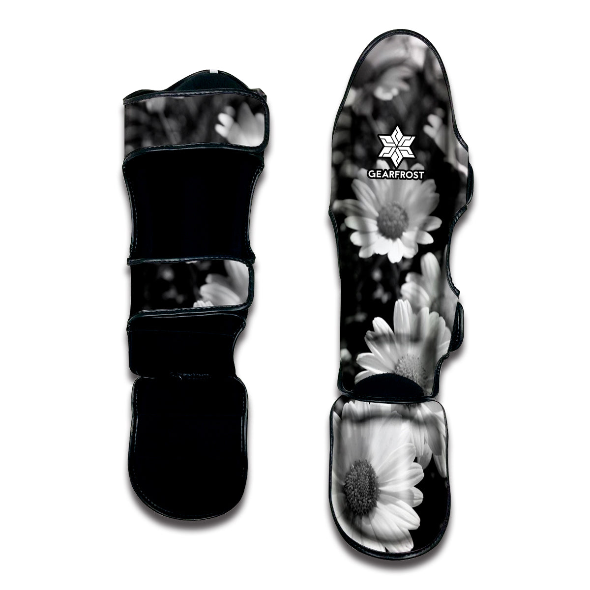 Monochrome Daisy Flower Print Muay Thai Shin Guard