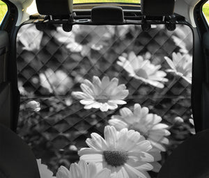 Monochrome Daisy Flower Print Pet Car Back Seat Cover