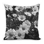 Monochrome Daisy Flower Print Pillow Cover