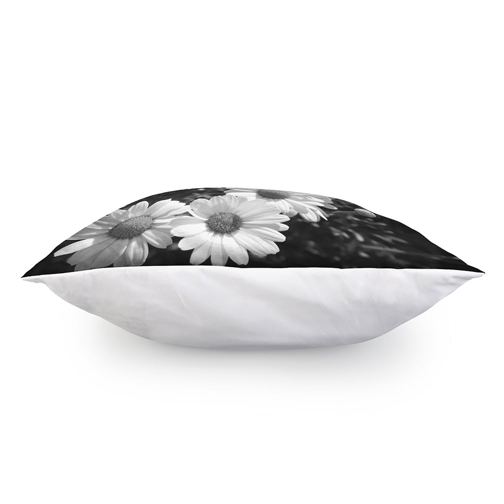 Monochrome Daisy Flower Print Pillow Cover