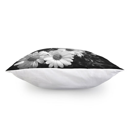 Monochrome Daisy Flower Print Pillow Cover
