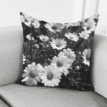 Monochrome Daisy Flower Print Pillow Cover