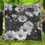 Monochrome Daisy Flower Print Quilt