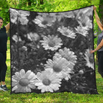 Monochrome Daisy Flower Print Quilt