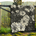 Monochrome Daisy Flower Print Quilt