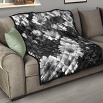 Monochrome Daisy Flower Print Quilt