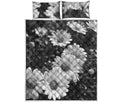 Monochrome Daisy Flower Print Quilt Bed Set