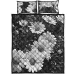 Monochrome Daisy Flower Print Quilt Bed Set
