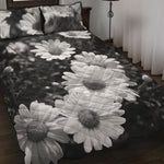 Monochrome Daisy Flower Print Quilt Bed Set