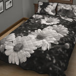 Monochrome Daisy Flower Print Quilt Bed Set