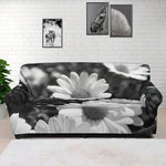 Monochrome Daisy Flower Print Sofa Cover