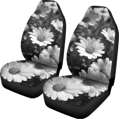 Monochrome Daisy Flower Print Universal Fit Car Seat Covers