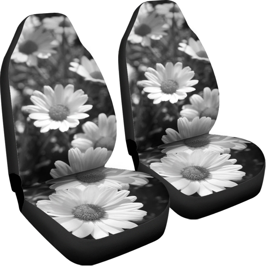Monochrome Daisy Flower Print Universal Fit Car Seat Covers