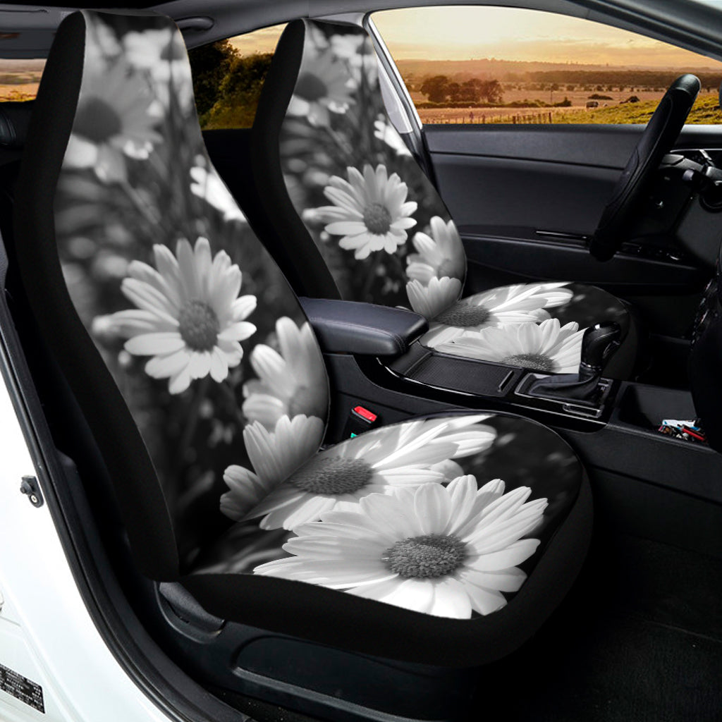 Monochrome Daisy Flower Print Universal Fit Car Seat Covers