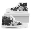 Monochrome Daisy Flower Print White High Top Sneakers