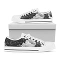 Monochrome Daisy Flower Print White Low Top Sneakers