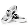 Monochrome Daisy Flower Print White Slip On Shoes