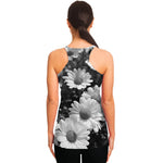 Monochrome Daisy Flower Print Women's Racerback Tank Top