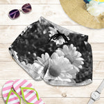 Monochrome Daisy Flower Print Women's Shorts