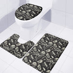 Monochrome Dinosaur Fossil Pattern Print 3 Piece Bath Mat Set