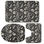 Monochrome Dinosaur Fossil Pattern Print 3 Piece Bath Mat Set