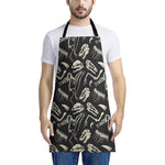 Monochrome Dinosaur Fossil Pattern Print Apron