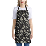 Monochrome Dinosaur Fossil Pattern Print Apron