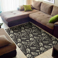 Monochrome Dinosaur Fossil Pattern Print Floor Mat