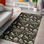 Monochrome Dinosaur Fossil Pattern Print Area Rug