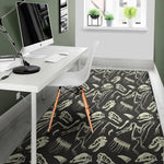 Monochrome Dinosaur Fossil Pattern Print Area Rug