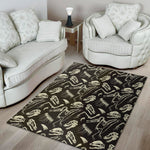 Monochrome Dinosaur Fossil Pattern Print Area Rug